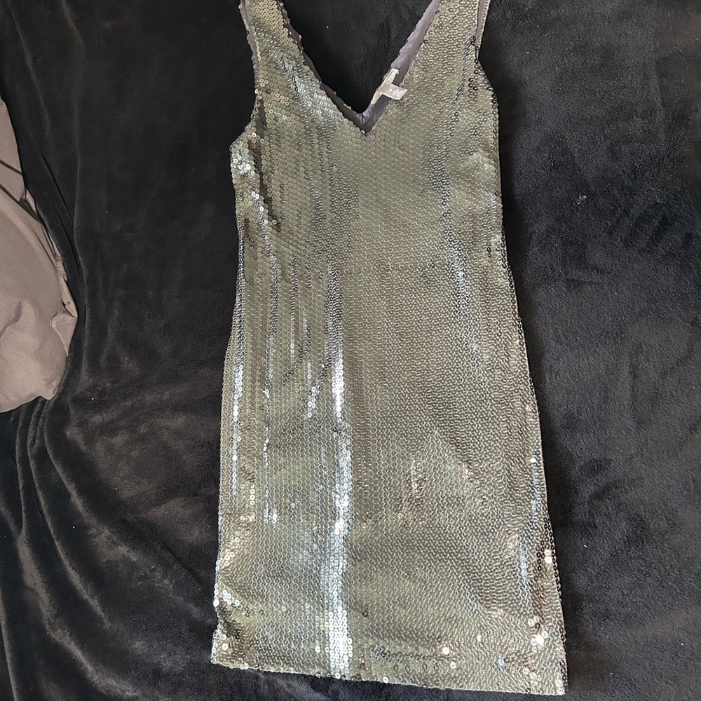 Aqua Capsule Silver Sequin Dress: size small